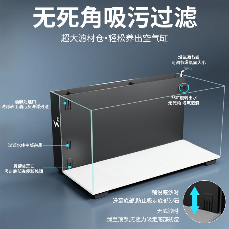 魚缸 免運開票/快速出貨 小型自循環桌面魚缸辦公室懶人家用客廳免換水超白玻璃魚缸水族箱L37公司貨