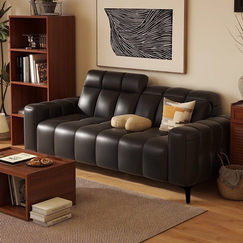 意式極簡真皮沙發組合現代簡約小戶型客廳輕奢直排貓抓皮藝沙發