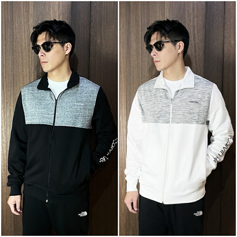 美國百分百【全新真品】Calvin Klein 立領外套 棉質 刷毛 CK 夾克 長袖 logo 黑色/白色 CT85