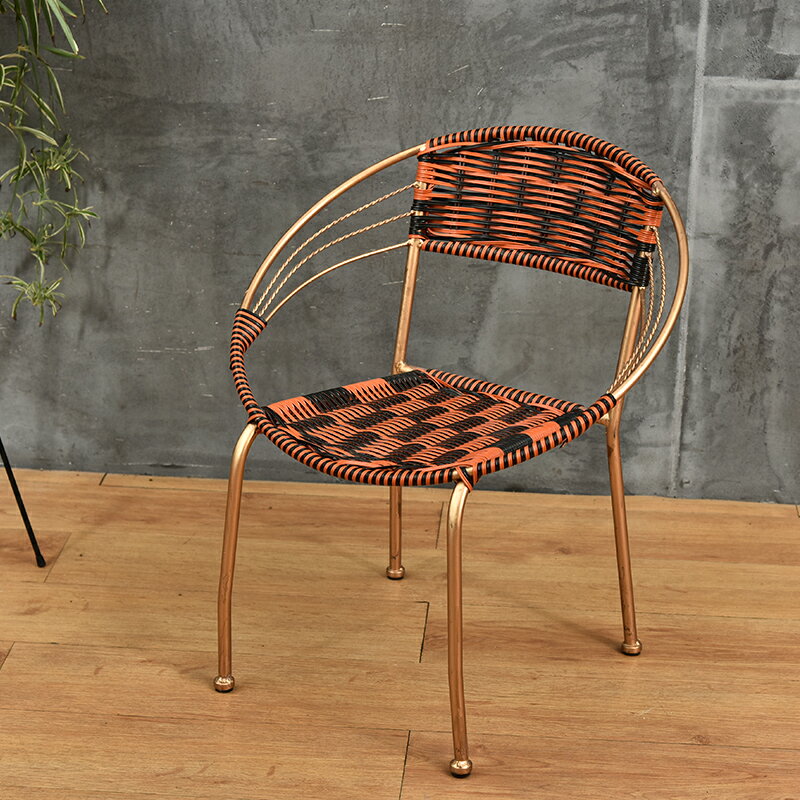 藤椅小滕椅子靠背椅單人家用簡約塑料編織椅子小騰椅竹椅戶外休閑