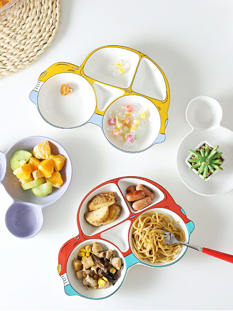 餐具分格盤兒童餐盤 家用分隔創意盤子陶瓷卡通可愛寶寶防摔套裝