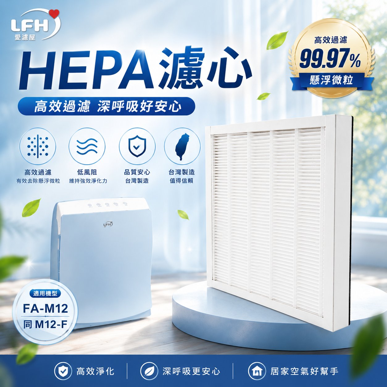 HEPA濾心 適用 3m 淨呼吸 超舒淨 FA-M12 空氣清淨機 同 M12-F 空氣濾網【全店8折 現貨 免運】