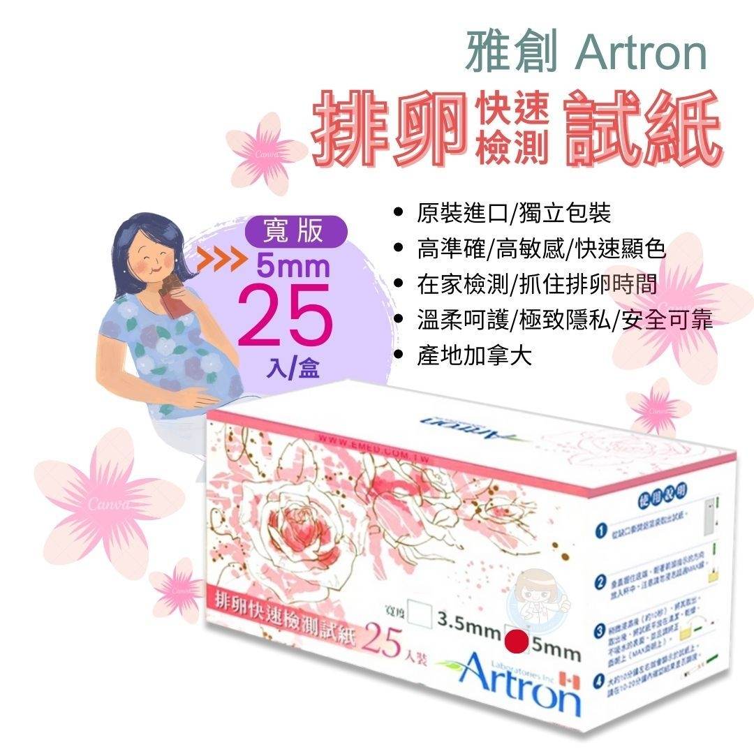 雅創 Artron 5mm【寬版】排卵快速檢測試紙 排卵試紙 (25入、50入/盒) 憨吉小舖