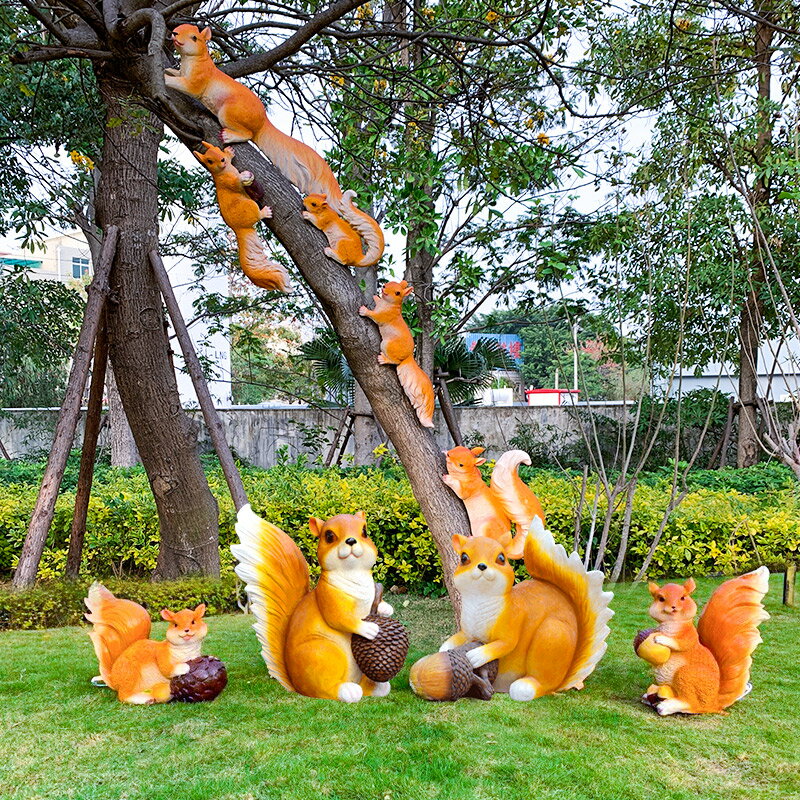 仿真動物松鼠雕塑戶外園林景觀小品樹上爬樹花園庭院草坪裝飾擺件