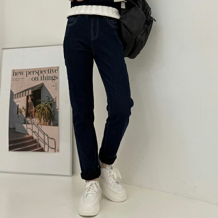 厚刷搖粒修臀刷毛牛仔褲(S-3L)【B370547】