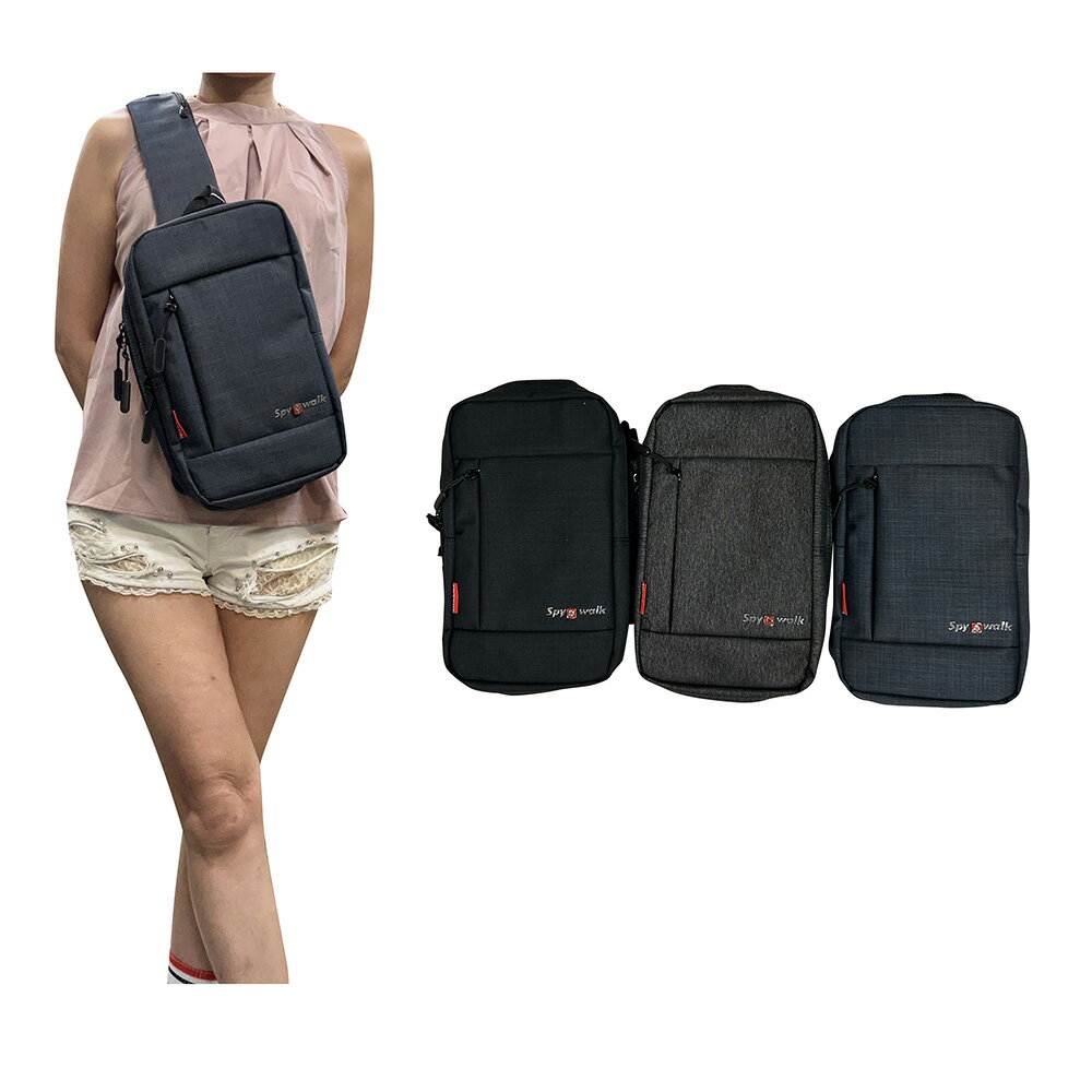 ~雪黛屋~SPYWALK 胸前背包進口防水尼龍中容量二主袋+外袋共五層SW1118