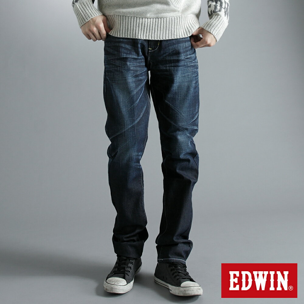 EDWIN E-FUNCTION 中直筒牛仔褲-男款 原藍磨 STRAIGHT