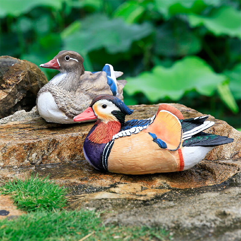 樹脂模擬動物鳥擺件家居園林景觀庭院水上裝飾鴛鴦工藝禮品