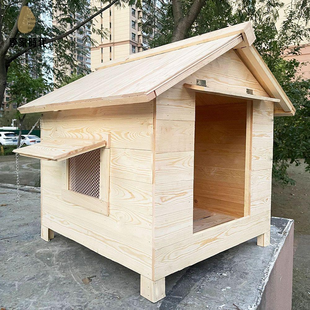 現貨特賣！狗屋 狗籠 狗籠子 實木籠 狗舍 實木戶外原木色狗屋室內外防水雨防腐保暖寵物房子貓舍大中小型犬 特價出 免運 開發票【hua3/12】