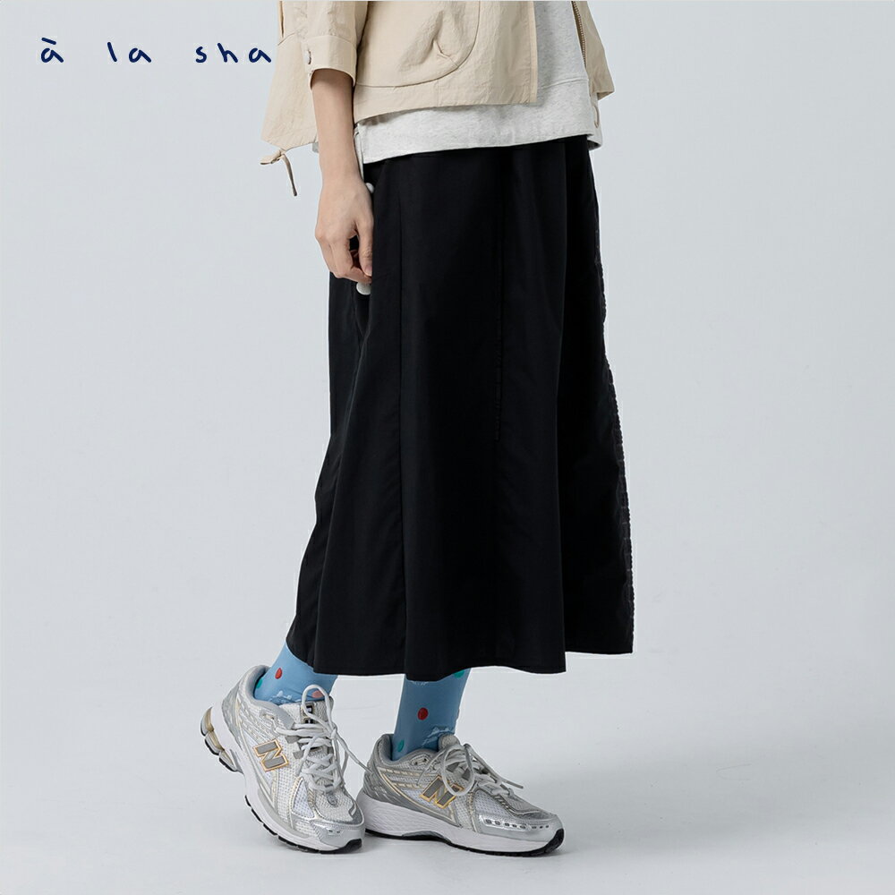 網購推薦-拼接方塊A字長裙