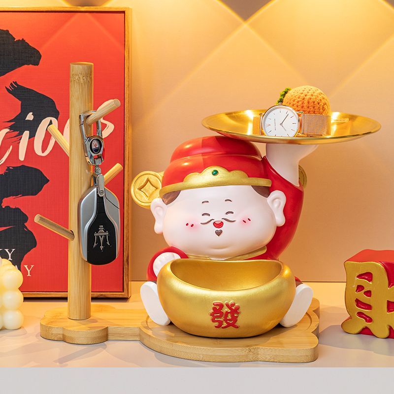 免運/ 可開票 快速出貨 擺件 居家擺飾 財神爺擺件入戶門玄關鑰匙收納客廳電視櫃龍年裝飾品喬遷新居禮物