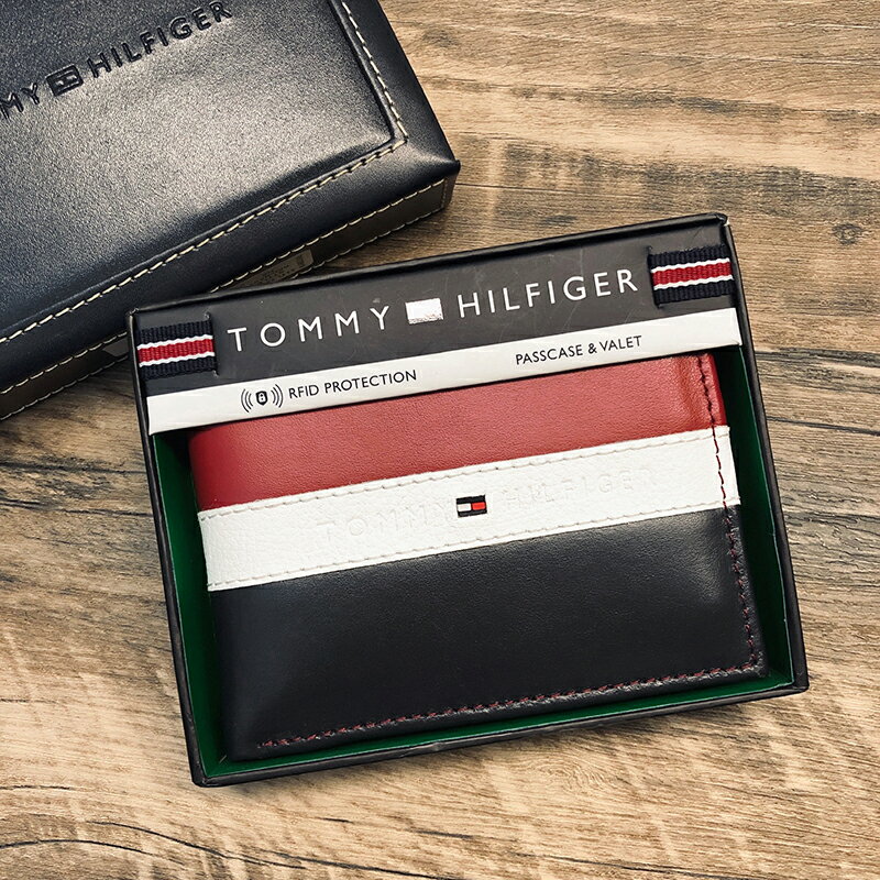 美國百分百【全新真品】Tommy Hilfiger 皮夾 證件夾 TH 短夾 錢包 卡夾 票夾 logo 男夾 J531