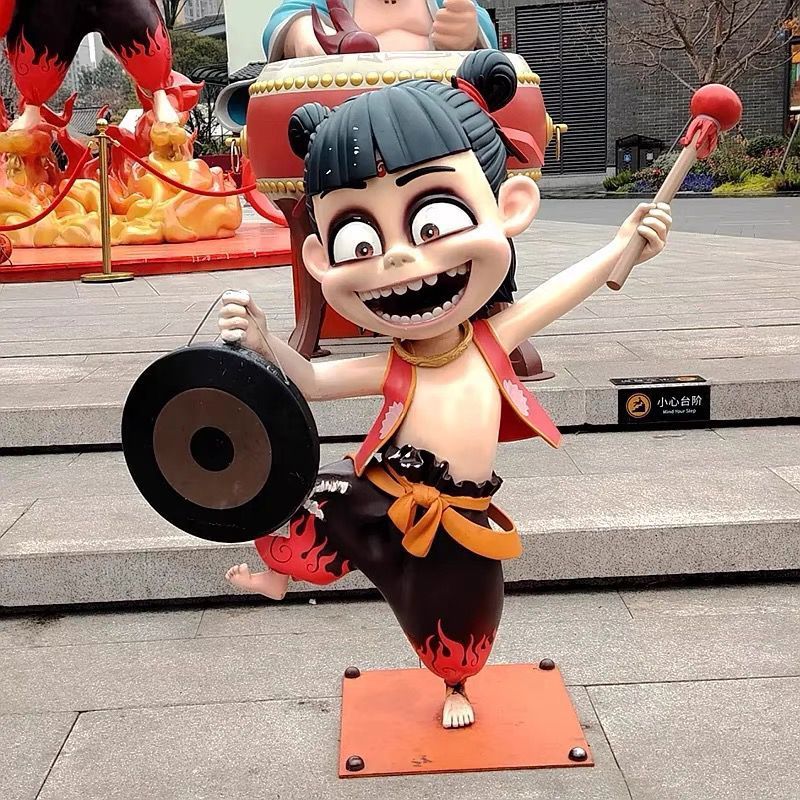 最低價 開發票 哪吒擺件大號玻璃鋼雕塑門口店鋪電影院卡通公仔網紅引流打卡拍照 免運 快速出貨