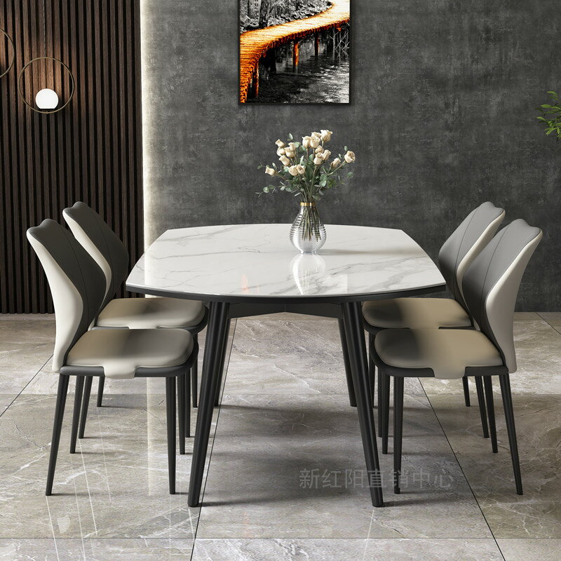 餐桌 椅子組合現代簡約 北歐伸縮折疊 可變圓桌 飯桌實木 圓形