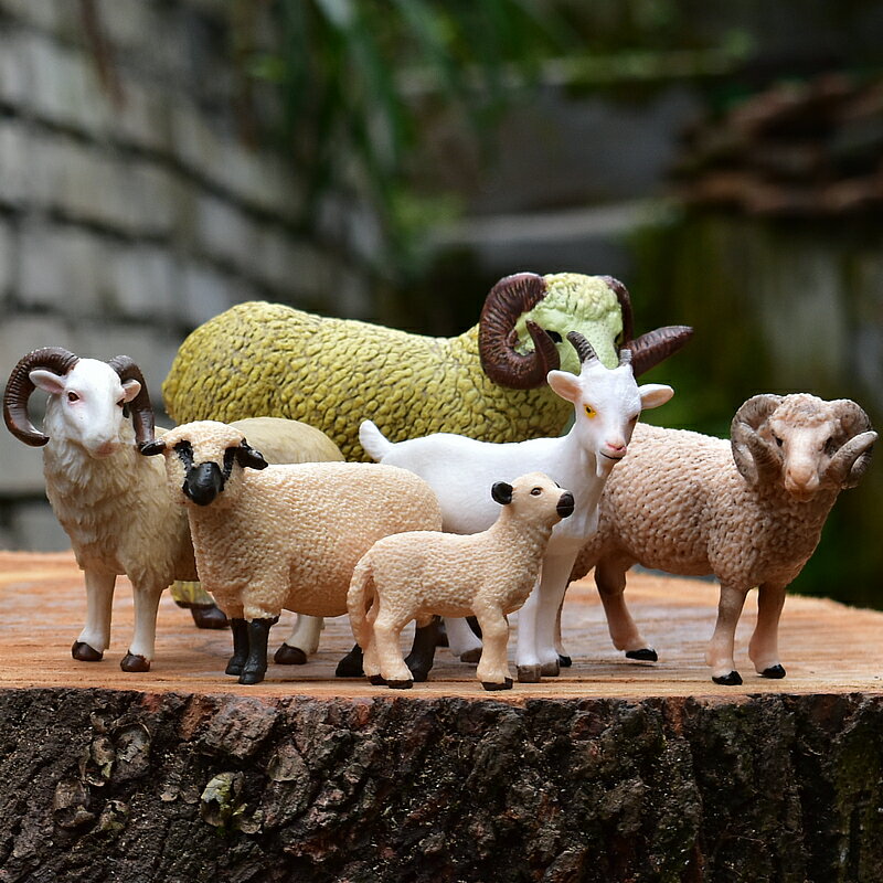 山羊綿羊仿真動物模型實心野生玩偶塑料擺件場景微景觀兒童玩具羊