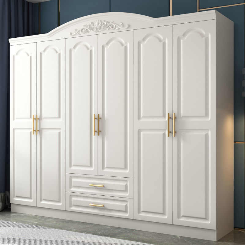 歐式衣柜六門現代簡約五門組裝臥室二三四門家用經濟型白色大衣櫥