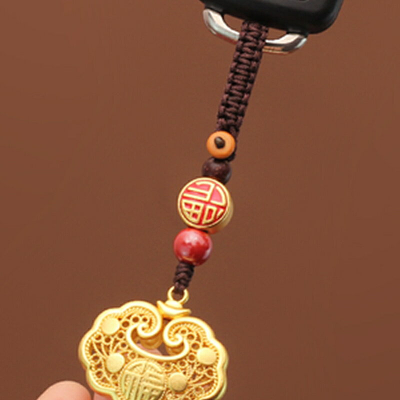 【巴黎精品】汽車掛飾車內吊墜-沙金平安鎖福牌復古汽車內飾a1bp95