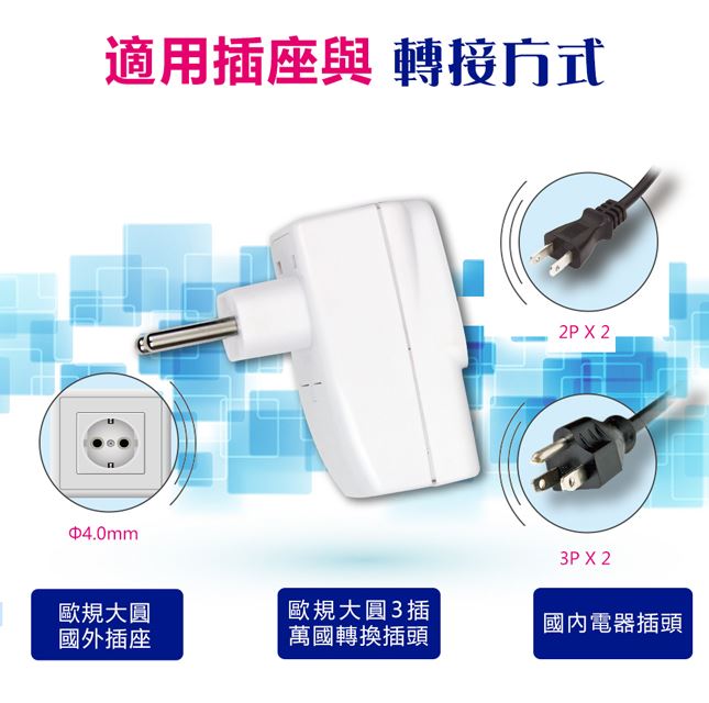 Dr.AV 聖岡科技 POWER BULL 歐規小圓3插萬國轉換插頭【UTA-83】