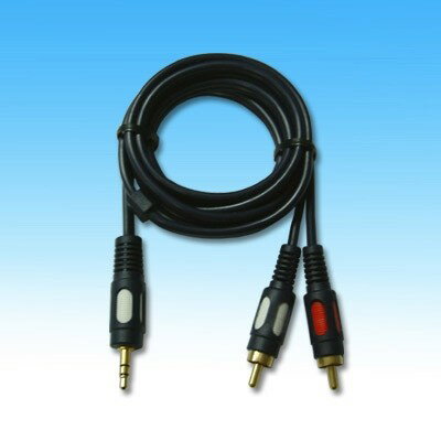 3.5立體-2RCA (AV) 線 10尺 深藍線 鍍金頭