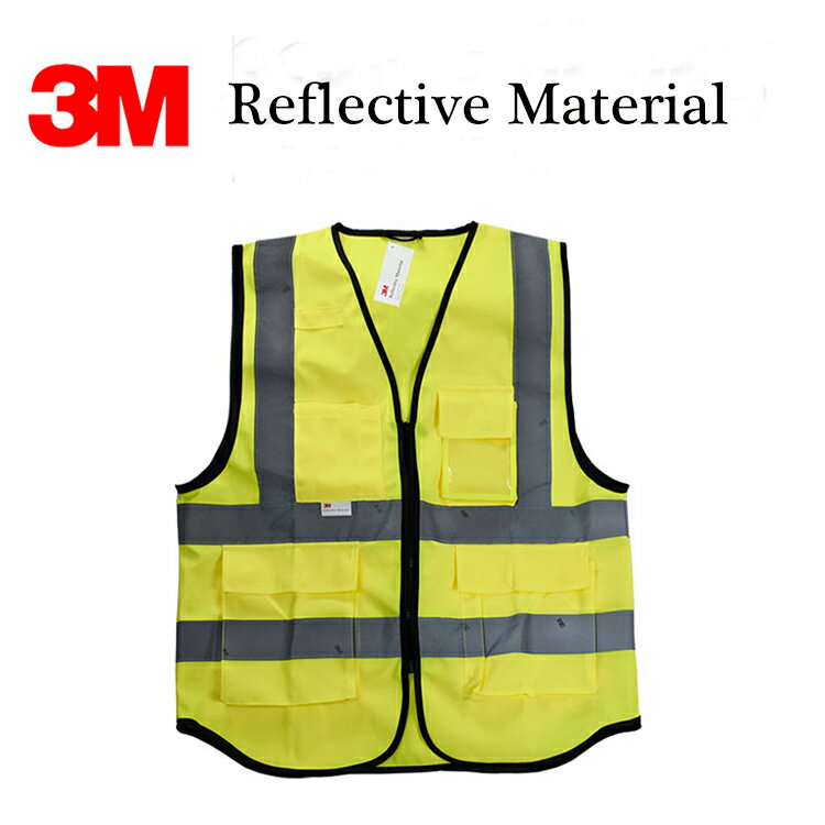 螢黃多口袋拉鍊反光安全背心 3M Reflective Material 符合遵循CNS15909