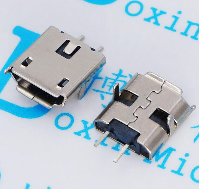 電MICRO USB 2P母頭 2P直插 邁克兩插後貼有邊 母座接頭 2腳貼片汽車螺絲