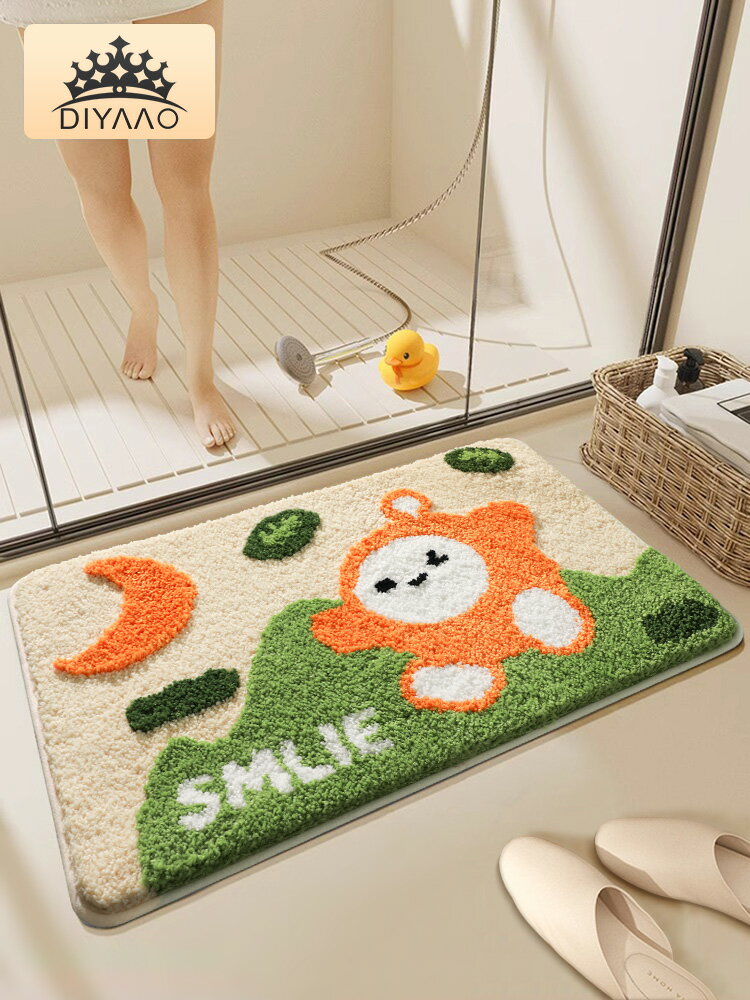 新款浴室吸水地墊可愛卡通高級感家用防滑衛生間廁所加厚腳墊