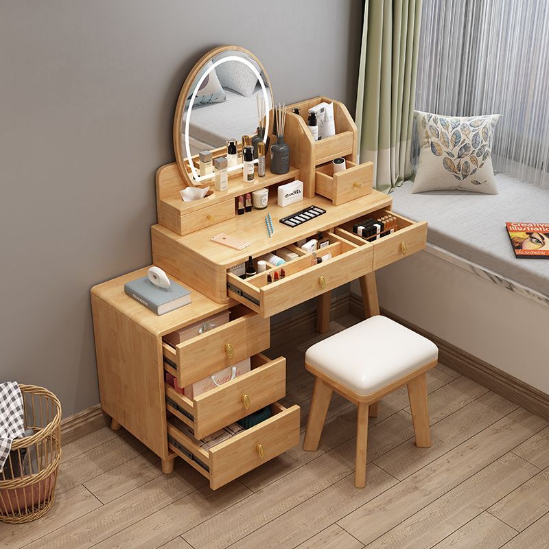免運 化妝桌 實木梳妝臺 小戶型化妝桌  純實木梳妝臺新中式梳妝臺原木色多功能化妝收納柜一體新款妝臺 可開發票 全館八折 工廠現貨直銷 新品特價 y9052