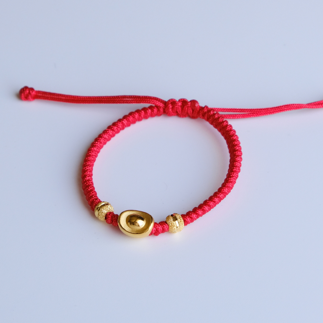 金元寶幼兒手鍊 黃金元寶幼兒手鍊 黃金金元寶手鍊 黃金彌月禮 黃金棉繩手鍊 兒童手鍊 滿月禮 周歲禮物 新生兒禮品 彌月禮 小朋友手鍊 中國結手鍊 禮物 1