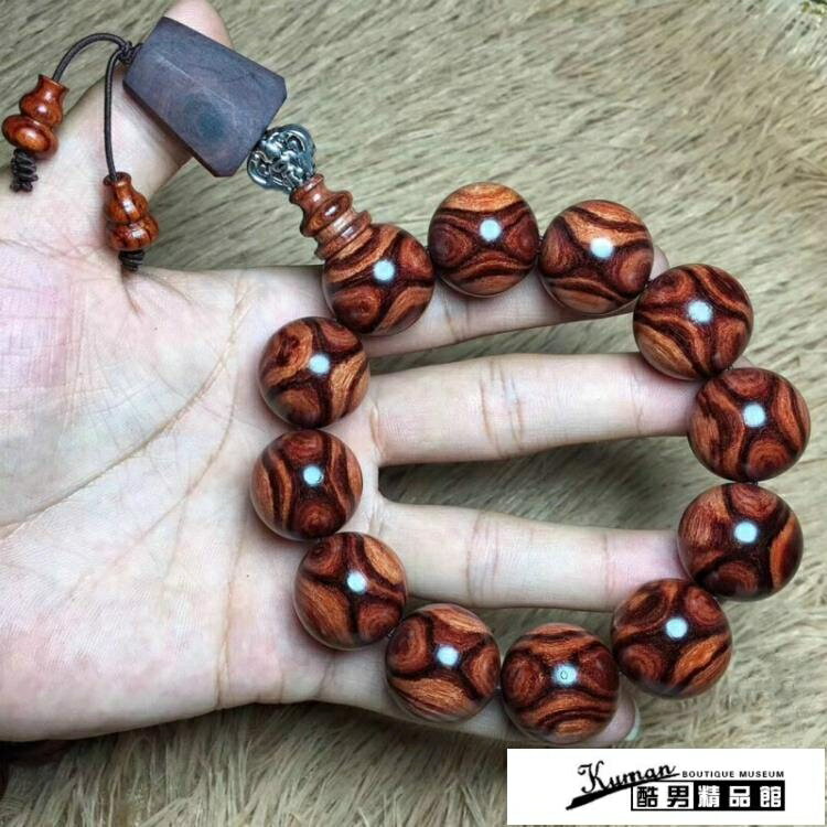 精選好品~佛珠手錬黃花梨手串2.0鬼眼鬼臉對眼老料男士街頭木質手鍊念佛珠108顆 雙11全館免運