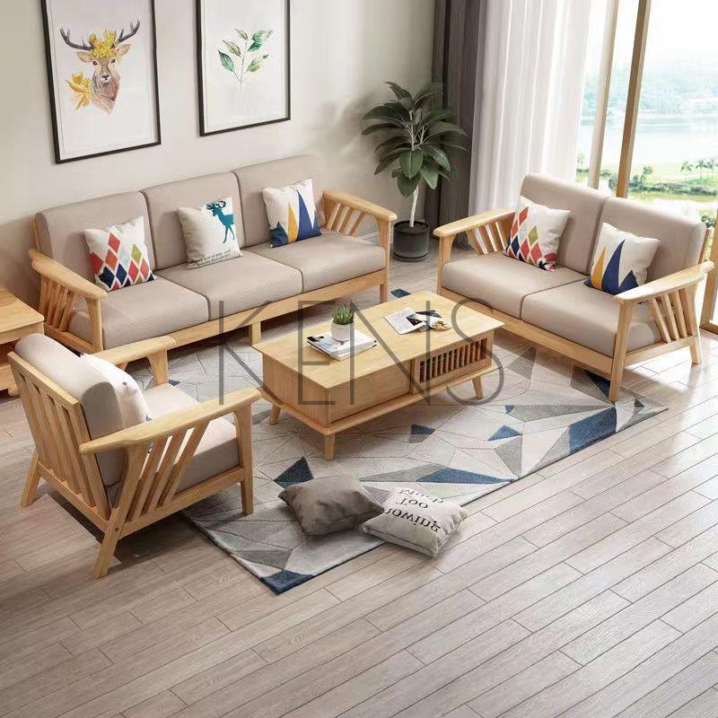 沙發 沙發椅 北歐實木沙發現代中式出租房家用客廳小戶型木加布組合可拆洗轉角