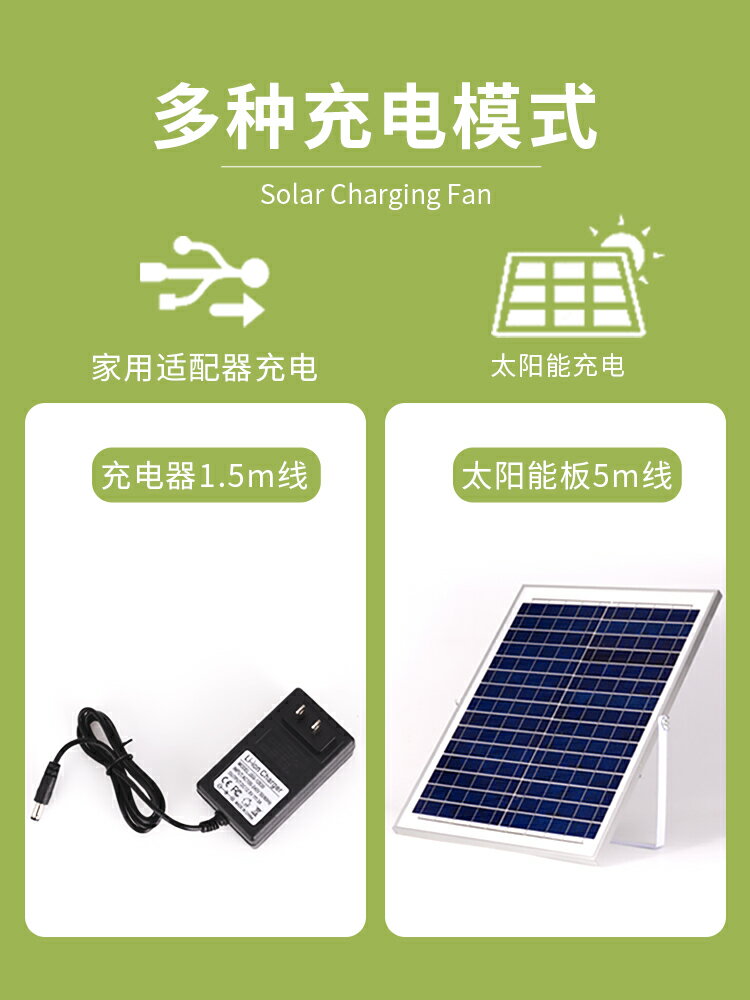 {可打統編 保固一年}可充電電風扇靜音戶外家用大風力12v便捷式擺攤太陽能無線趴地扇 4