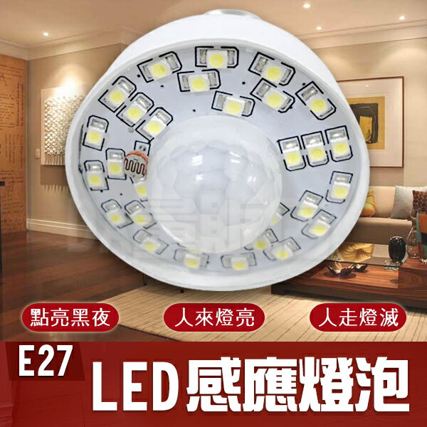《居家用品任選四件9折》樂天最低價  E27 LED 感應 燈泡 高亮度 人體 紅外線 感應燈 節能燈 省電 環保(17-1520)