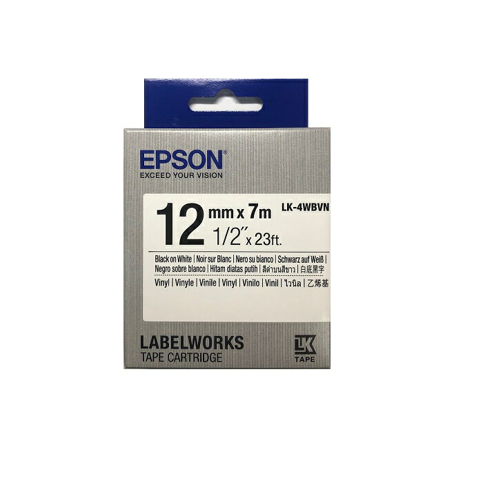 EPSON LK-4WBVN S654479標籤帶 耐久型系列-白底黑字12mm