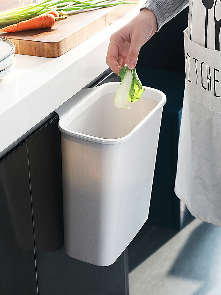 廚房垃圾桶櫥柜門壁掛式收納桶拉圾筒創意廚余分類專用垃圾籃紙簍