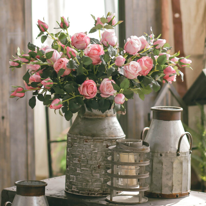 左岸麥田 保加利亞玫瑰花假花仿真花裝飾擺件花客廳餐桌插花絹花