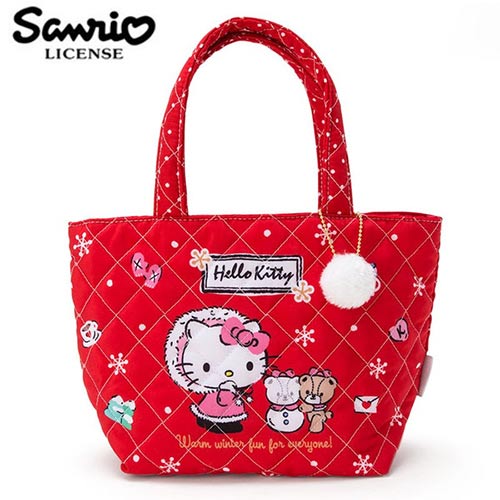 <br/><br/>  【日本正版】凱蒂貓 菱格紋 手提袋 便當袋 Hello Kitty 三麗鷗 Sanrio - 431023<br/><br/>