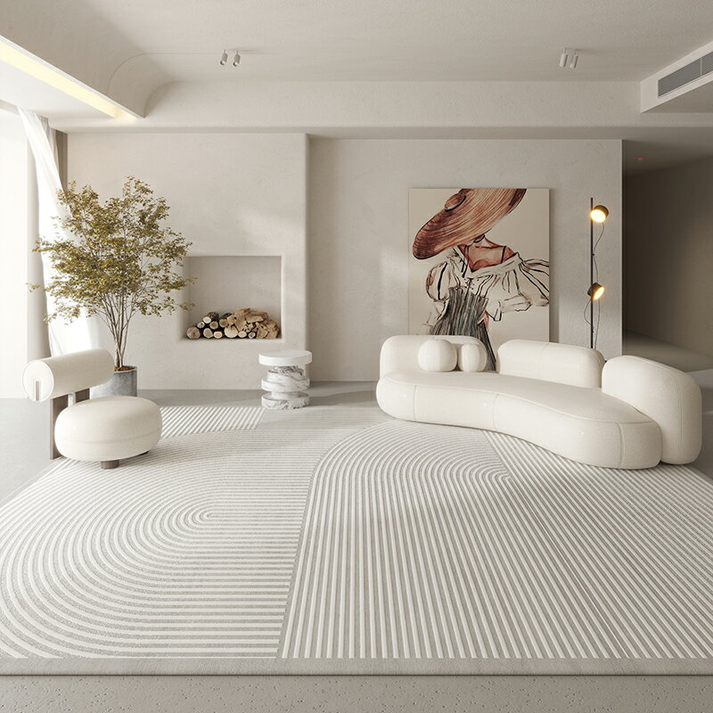 侘寂風現代簡約地毯客廳輕奢高級沙發茶幾毯北歐風臥室地墊床邊毯