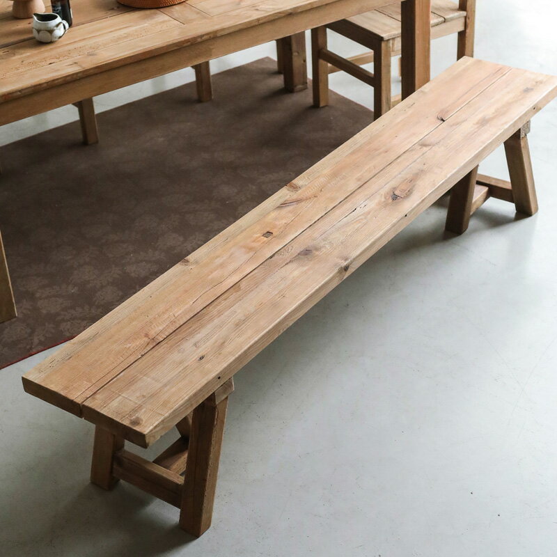 左岸麥田 原木文藝餐椅老松木長方形板凳換鞋凳美式家用長凳實木