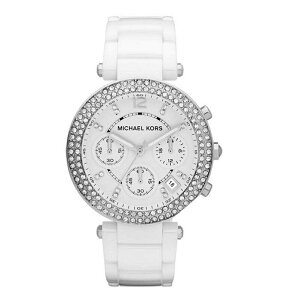 『Marc Jacobs旗艦店』美國代購 Michael Kors 銀白璀璨晶鑽陶瓷三眼計時腕錶