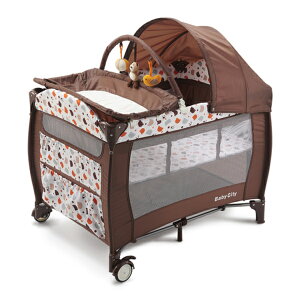 Baby City全配式雙層遊戲床 可折疊嬰兒床 便攜式遊戲床 【六甲媽咪】