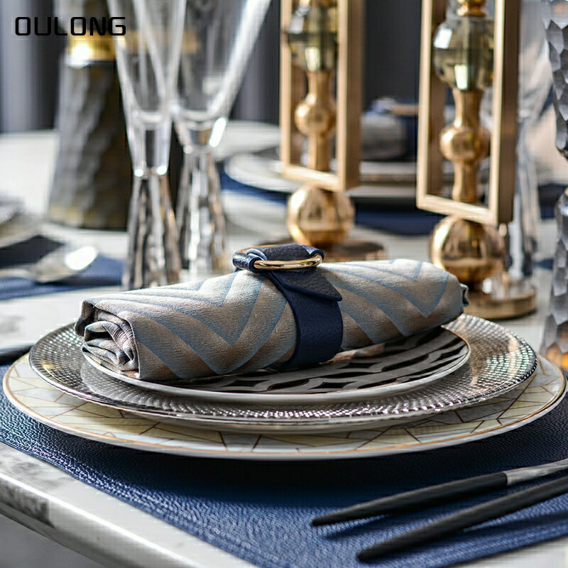 歐式美式樣板房間餐具餐盤現代簡約輕奢餐碟套裝餐桌飾品擺件擺盤