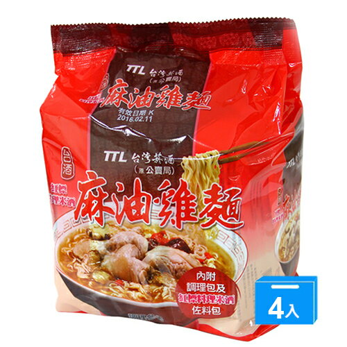 台酒紅標米酒麻油雞袋麵200g*3*4      ..【愛買】