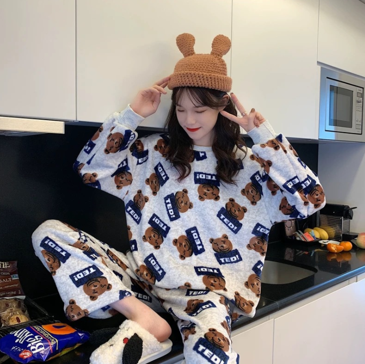 法蘭絨居家服 保暖睡衣 珊瑚絨睡衣 睡衣套裝 水貂絨睡衣 櫻桃嚴選 保暖居家服 多款多色 居家服 睡衣 1