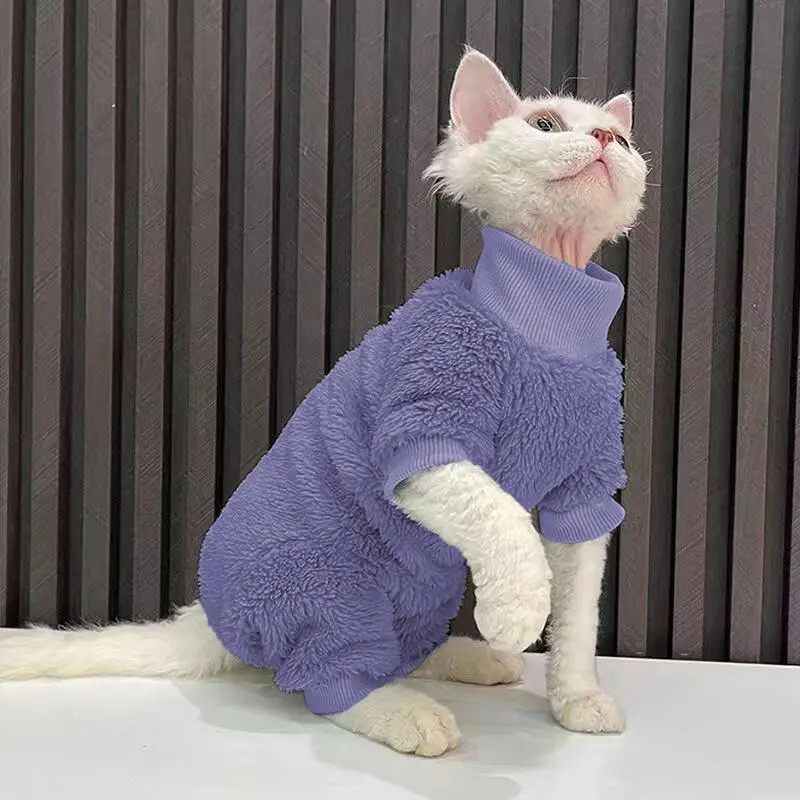 寵物衣服 無毛貓保暖衣 加厚貓咪連體衣 寵物四腳衣 德絨貓咪衣服 雙面絨貓咪冬天衣服 寵物服飾【不二雜貨】