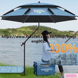 宅配免運 新款拐杖式釣魚傘 萬向大釣傘 加厚黑膠雨傘 防暴雨 防風防曬遮陽