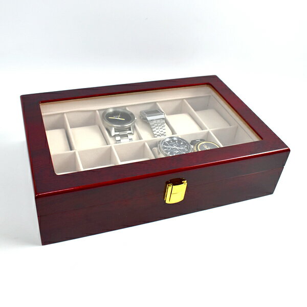 手錶收納盒 12格紅色鋼琴烤漆【NAWA185】