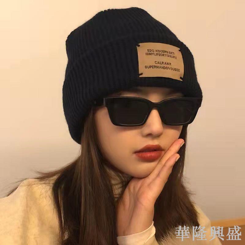 2023新款冬季帽子貼布情侶毛線帽女日系保暖學生韓版ins護耳針織