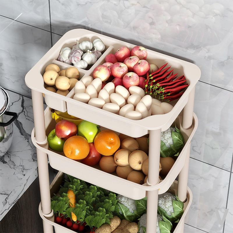 小V優購 廚房用品置物架落地多層小百貨收納架子蔬菜果蔬放菜收納筐菜籃子