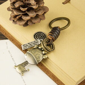 小鹿復古鑰匙鏈鑰匙扣創意汽車掛件男士鑰匙圈環可愛女士鎖匙扣