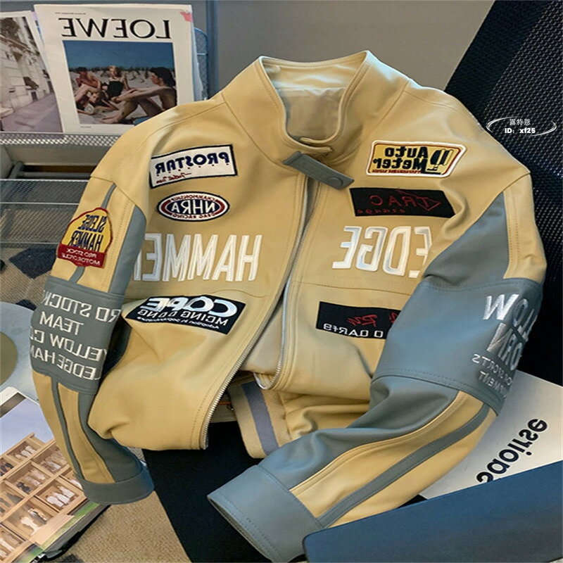 【免運】美式復古 夾克 工裝服 機車風 飛行員夾克外套男女春秋高階感炸街工裝機車服